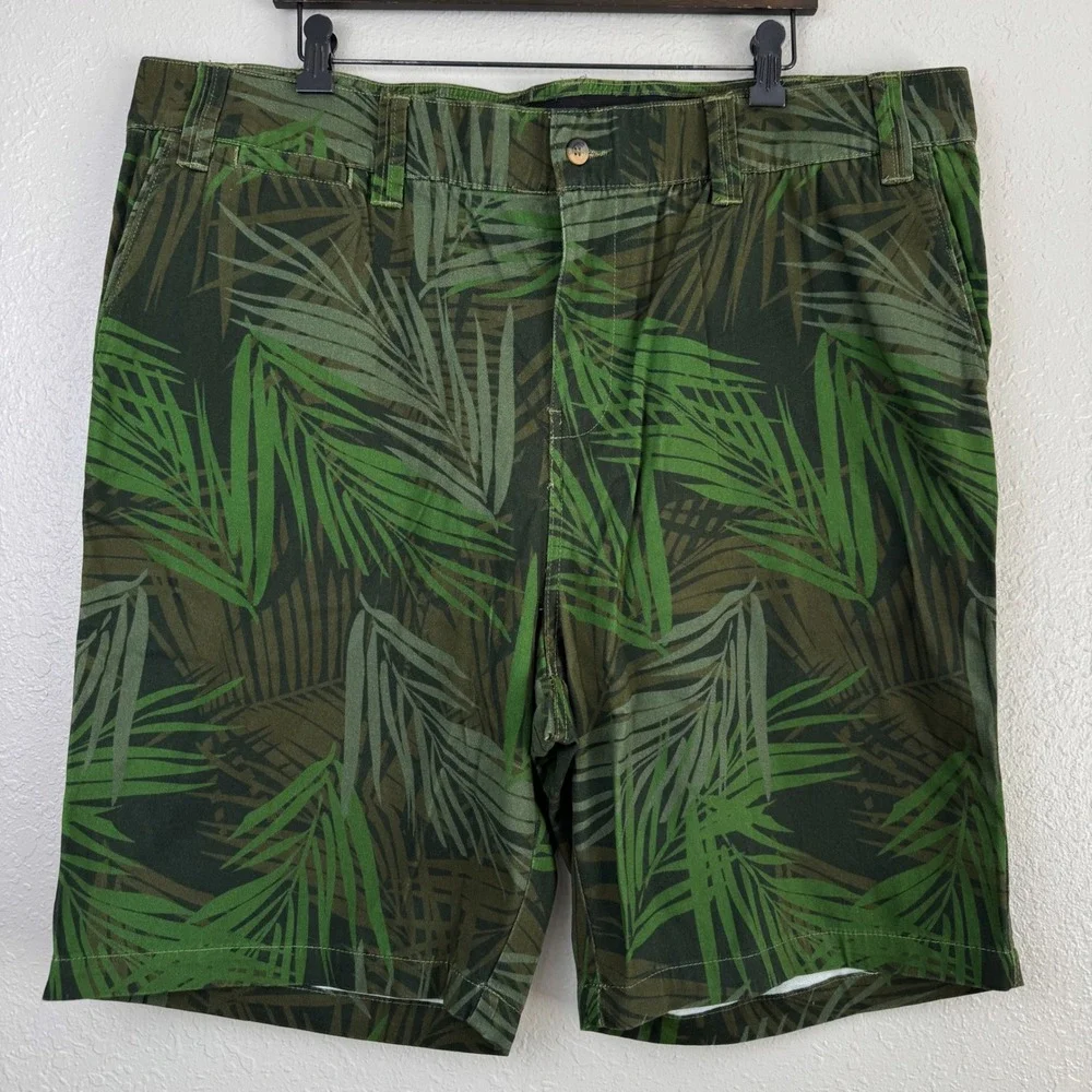 NEW King Size Big Tropical Palm Leaf Print Chino Shorts Green 44